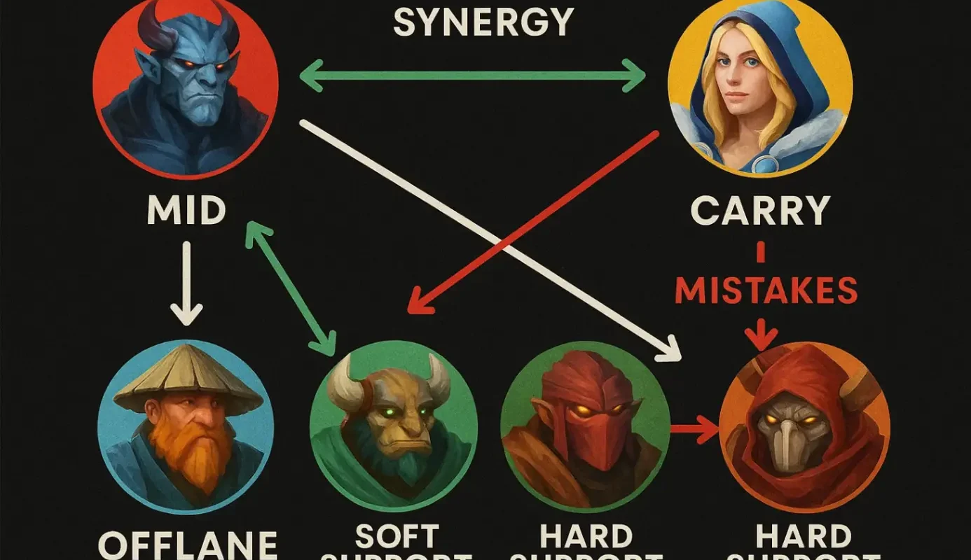 Как команды Dota 2 строят состав — роли, синергии и ошибки